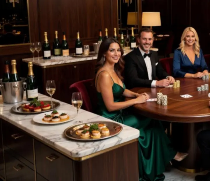 Elegáns offline pókerest fine dining éttermi enteriőrben